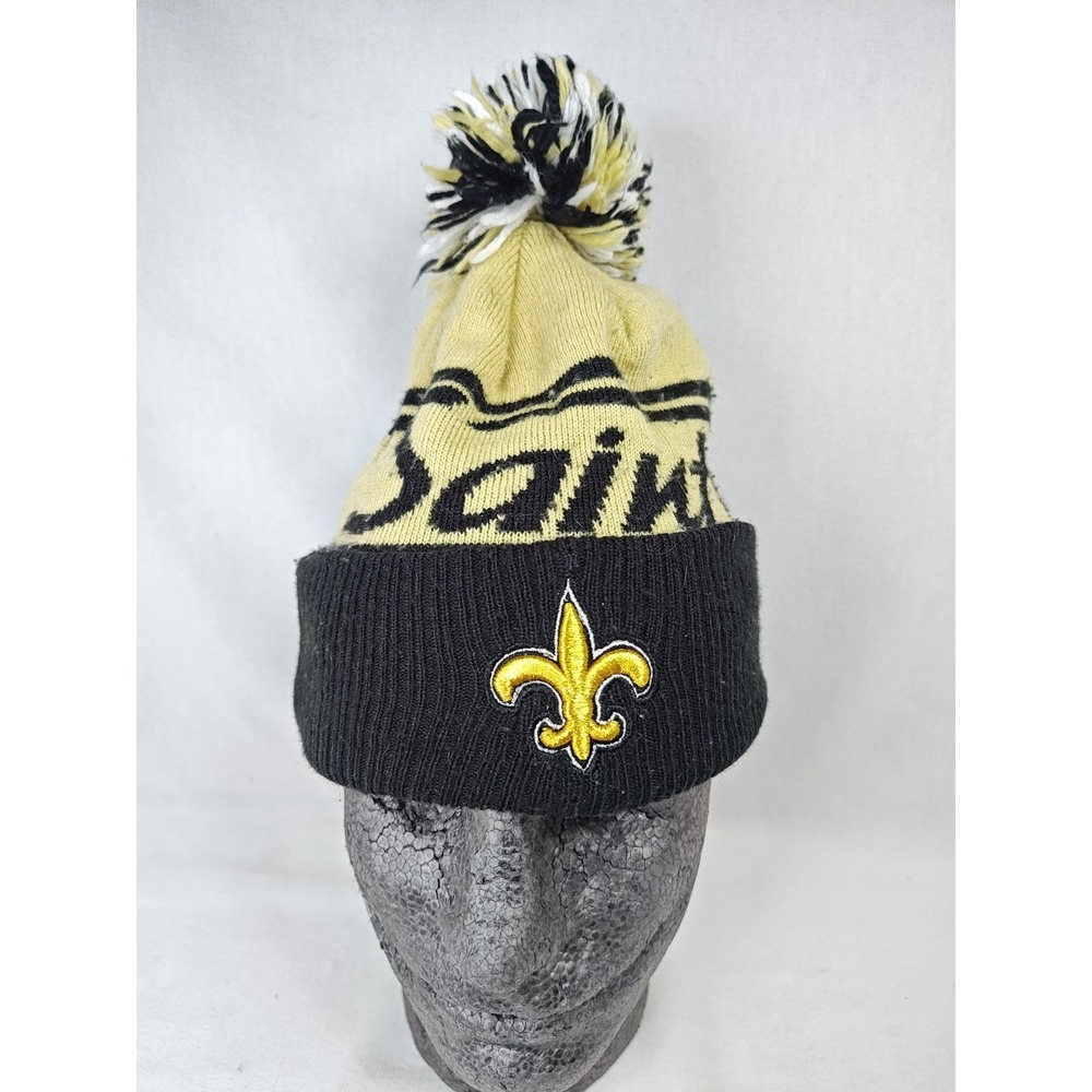 New Orleans Saints New Era Pom Beanie Embroidered Lined Adult Hat Gold Black
